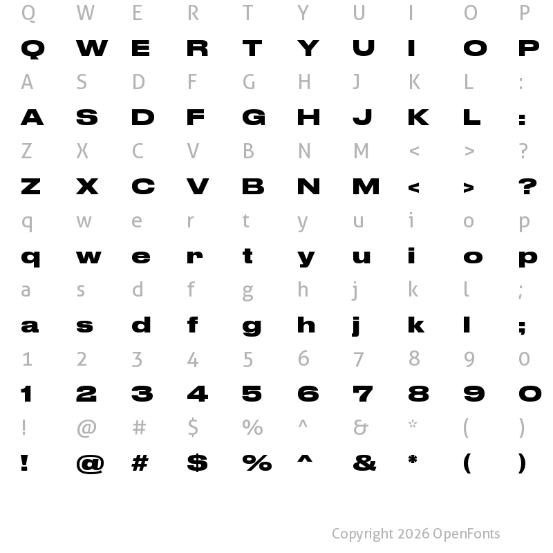 Character Map of Druk Wide Bold Bold