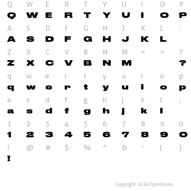 Character Map of Druk Wide Trial Heavy