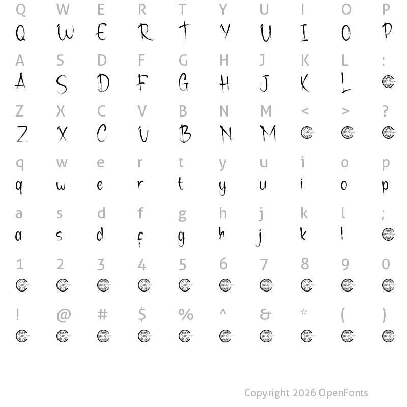 Character Map of Dry Paint Demo Regular