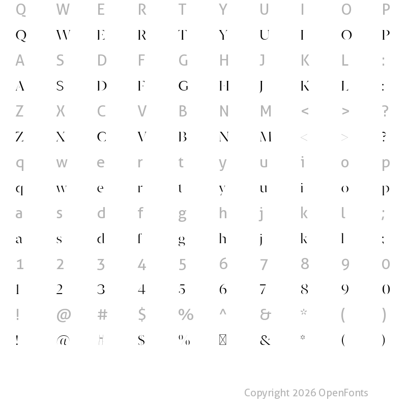 Character Map of Dryhten Regular