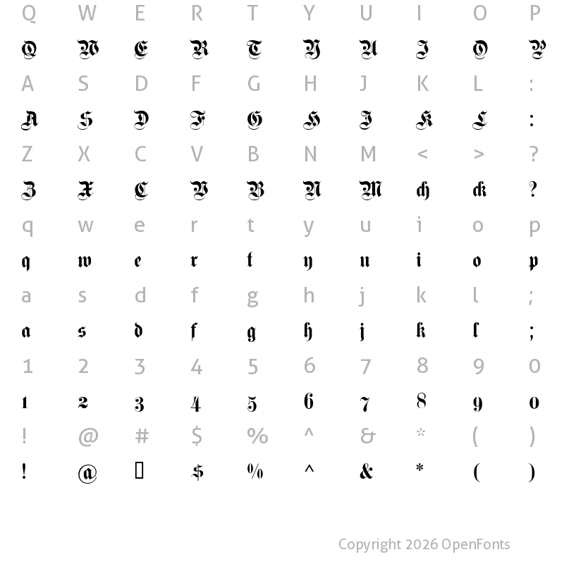 Character Map of DS Fette Kanzlei OsF Regular