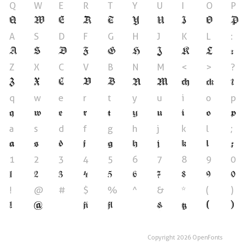 Character Map of DS HermannGotisch Regular