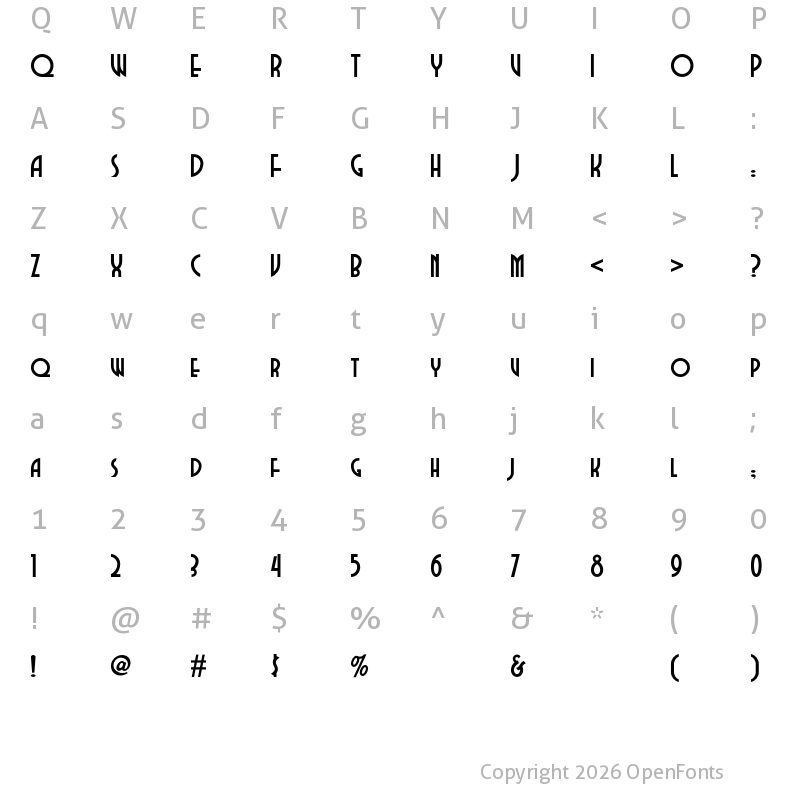Character Map of Dubba Dubba NF Regular