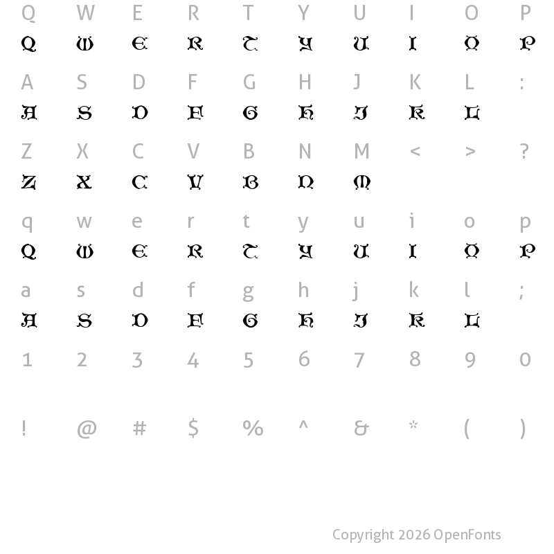 Character Map of Dublin Book Regular