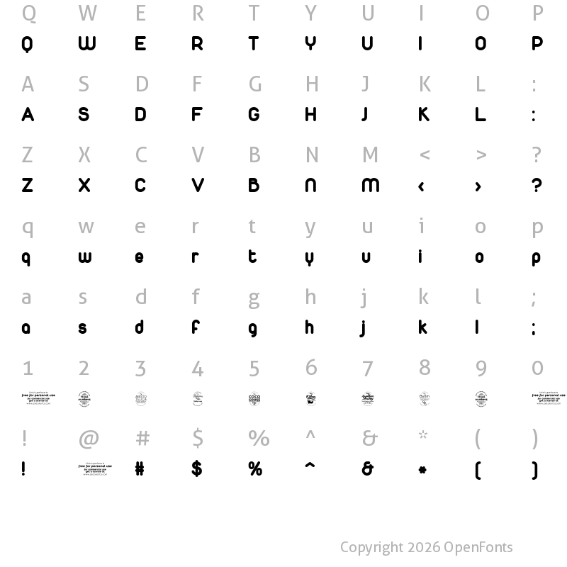 Character Map of Duepuntozero Extra Bold
