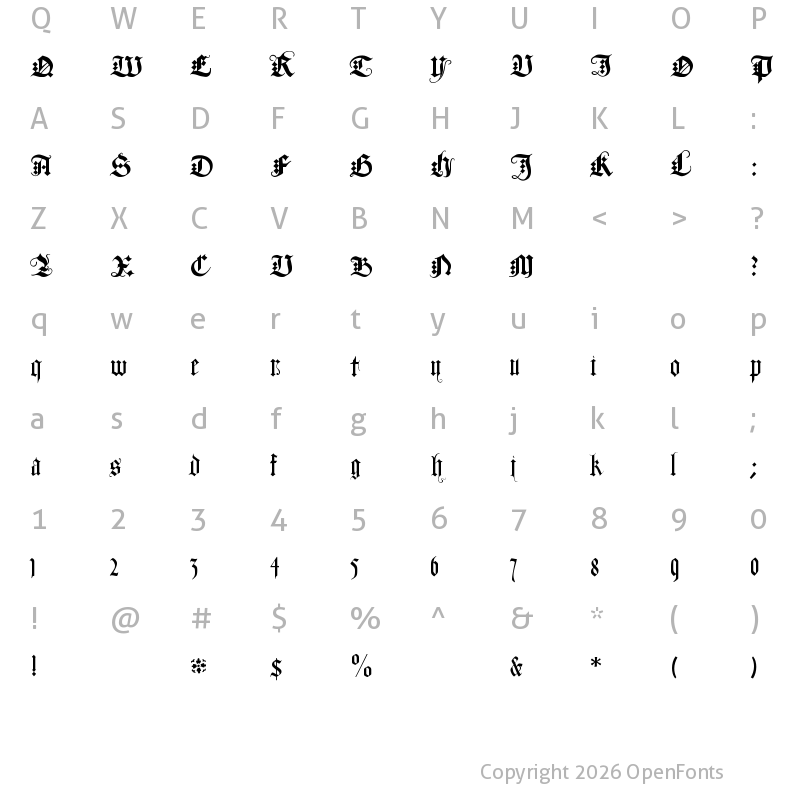 Character Map of DuerersMinuskeln Regular