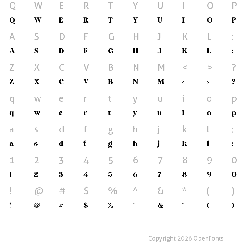 Character Map of Duke Charming DEMO Regular