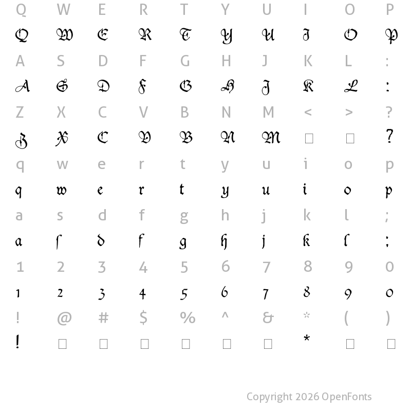 Character Map of Dukeplus Regular