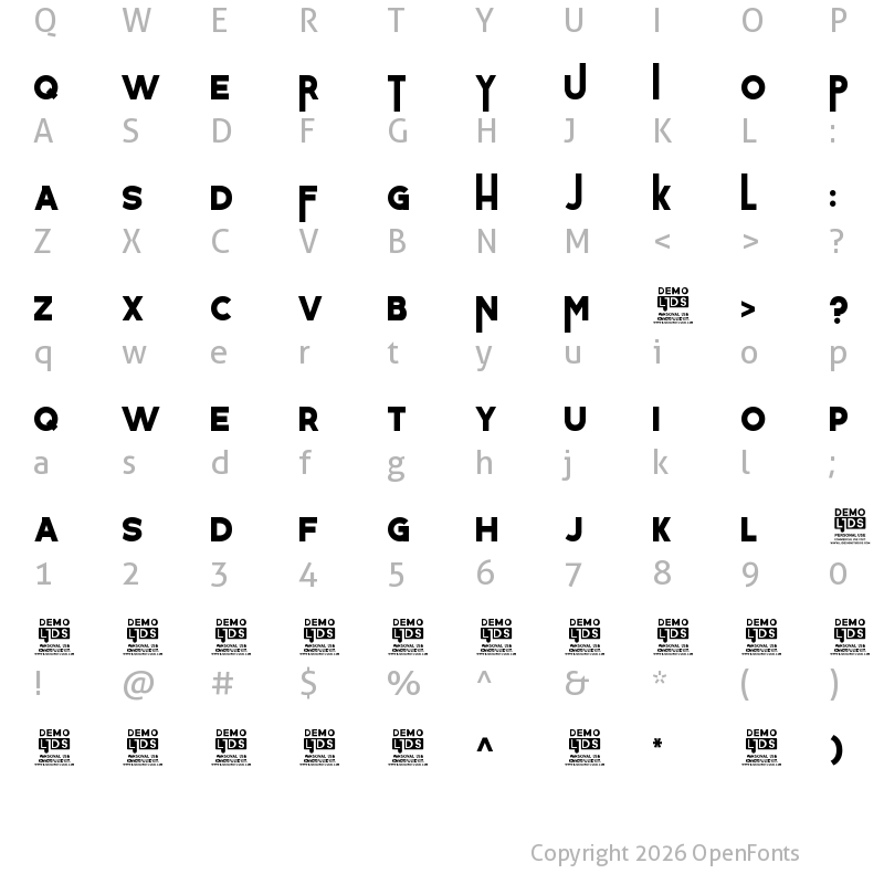 Character Map of Dulkanyca Bold