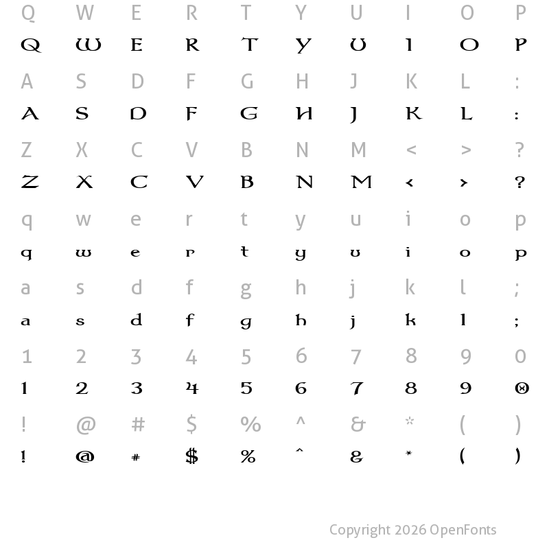 Character Map of Dumbledor 1 Wide Regular