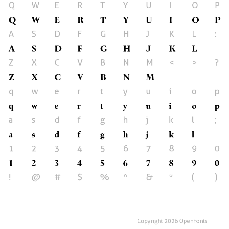 Character Map of Dupincel Medium Test Black