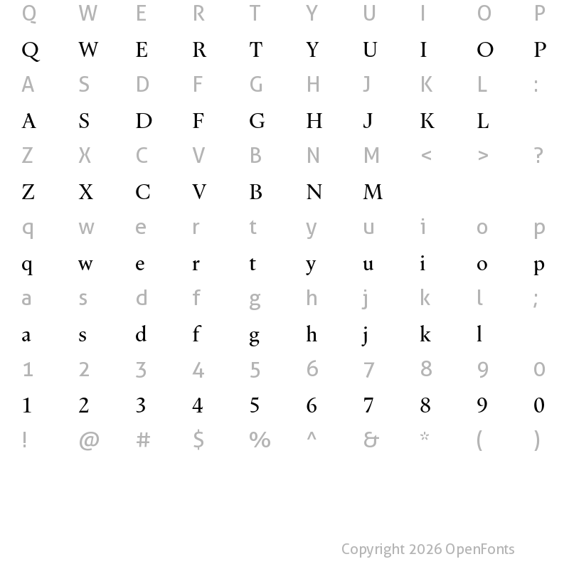Character Map of Dupincel Medium Test Regular