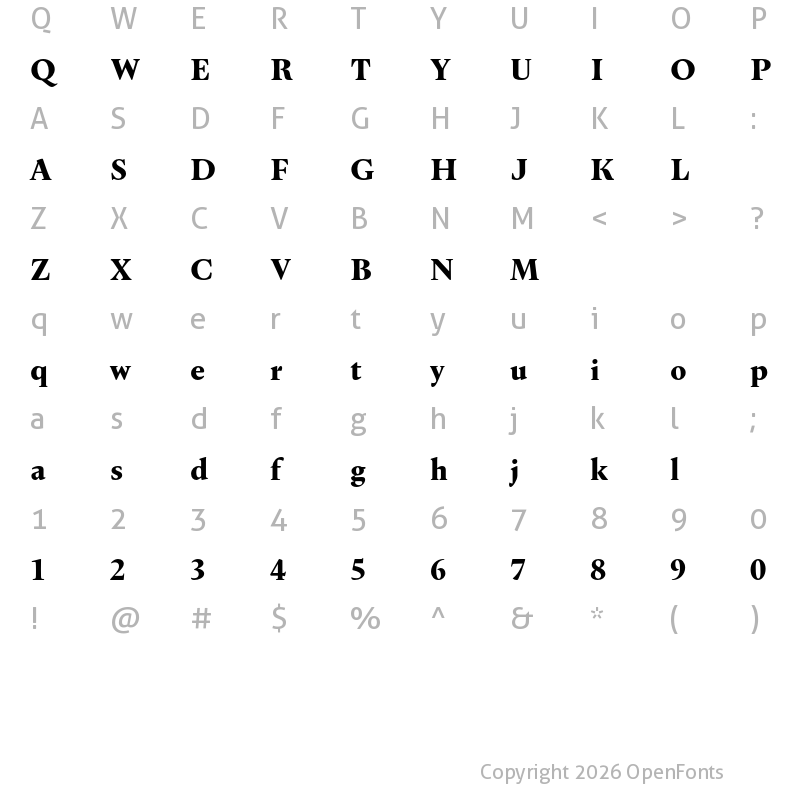 Character Map of Dupincel Small Test Black