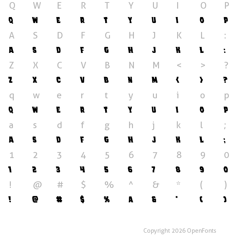 Character Map of Dusk Demon Semi-Leftalic Regular