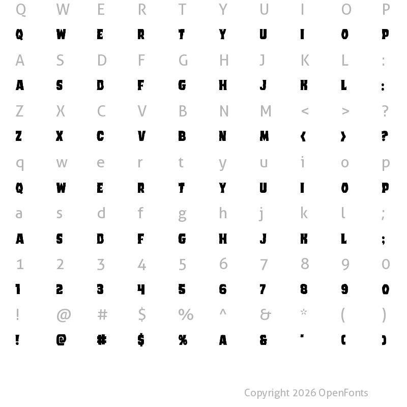 Character Map of Dusk Demon Staggered Regular