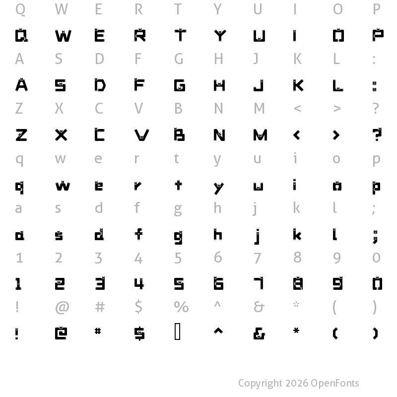 Character Map of DustDemon Bold