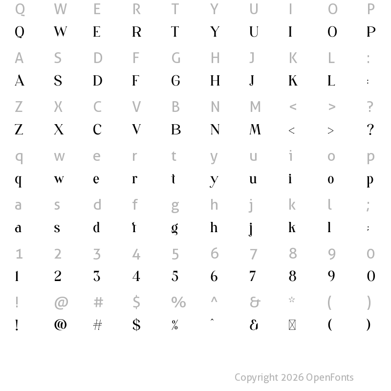 Character Map of Dusther Regular