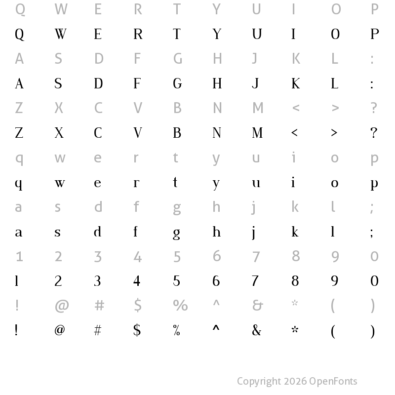 Character Map of Dustismo Roman Regular