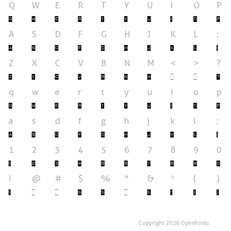 Character Map of Dymo Regular