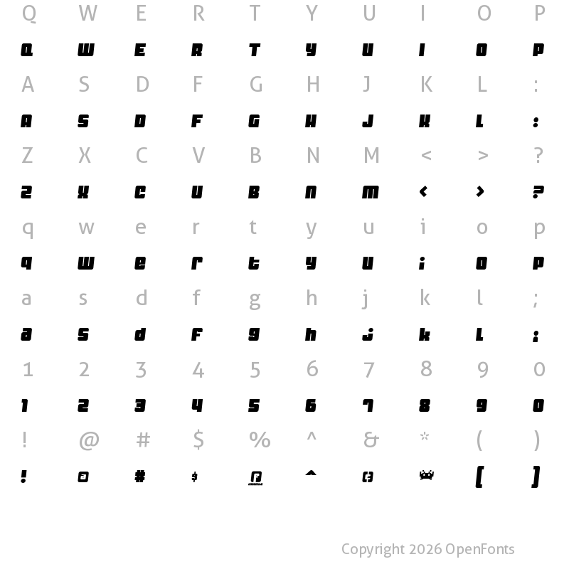 Character Map of Dynomite Spark Regular