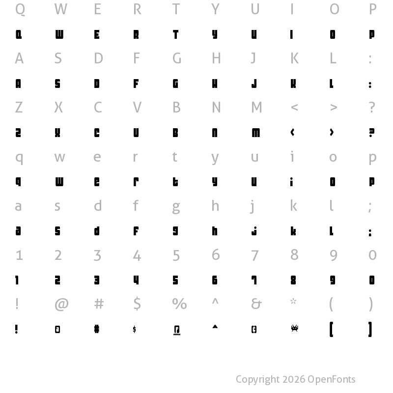 Character Map of Dynomite Thin Regular
