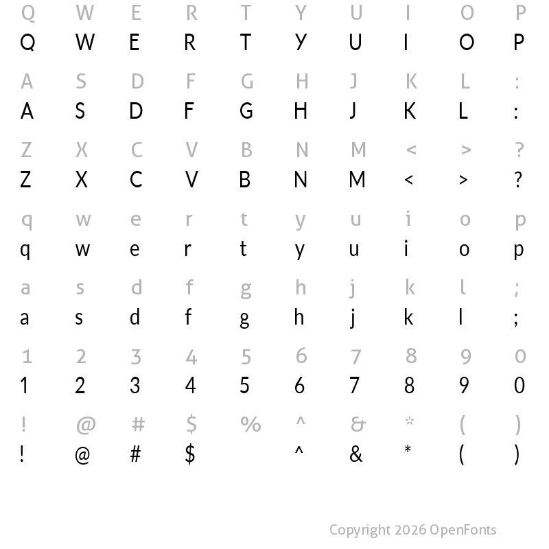 Character Map of Dystopia Regular