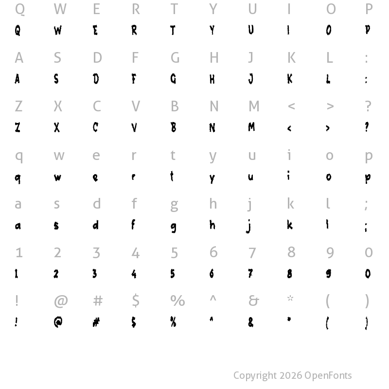 Character Map of e Eram Regular