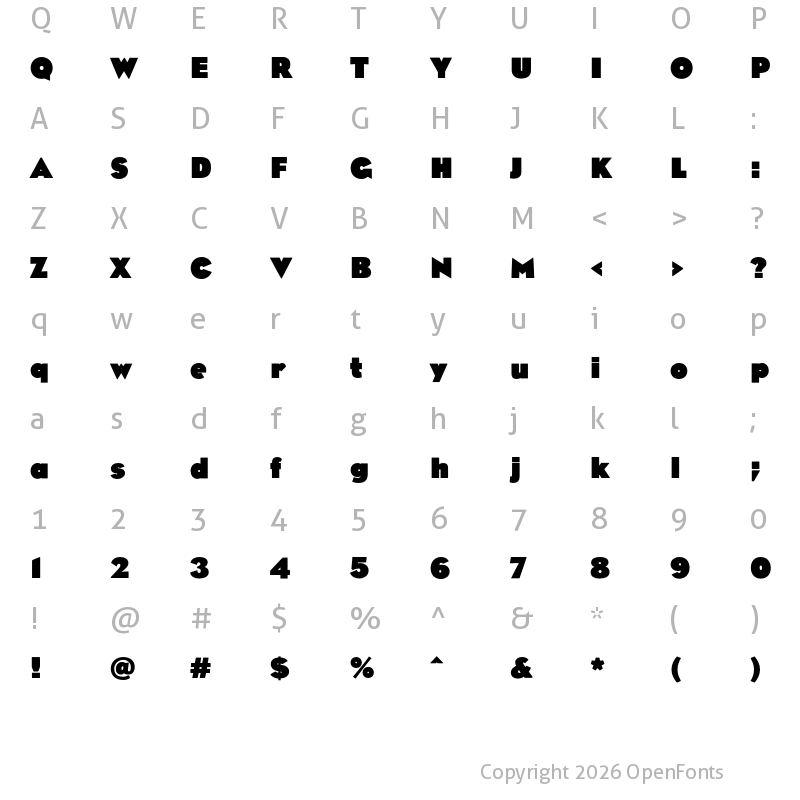 Character Map of Eagle Black Regular