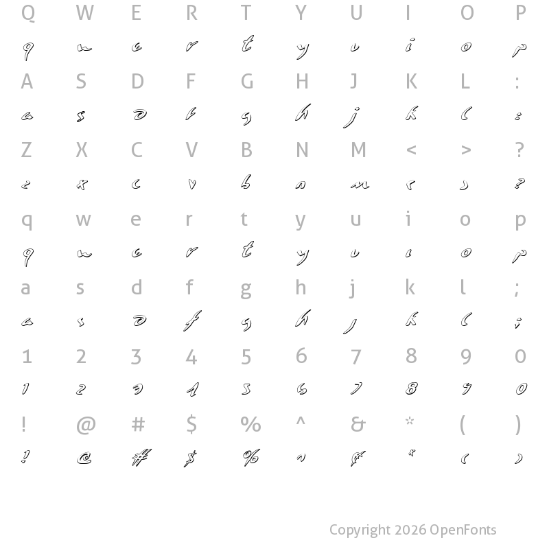 Character Map of Eagleclaw 3D Italic Italic