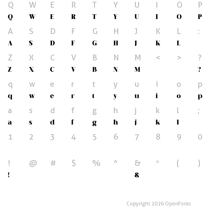 Character Map of Early Lunar Extra Bold