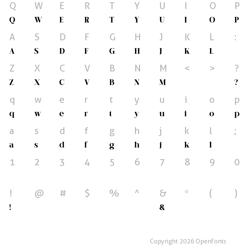 Character Map of Early Lunar Semi Bold