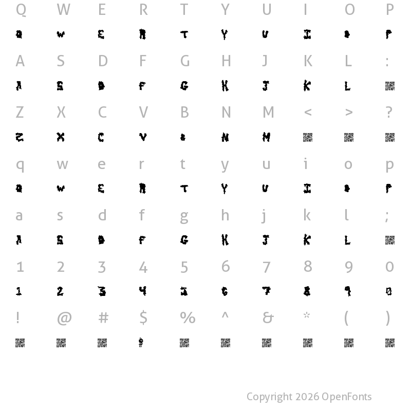 Character Map of EarlyScare Regular