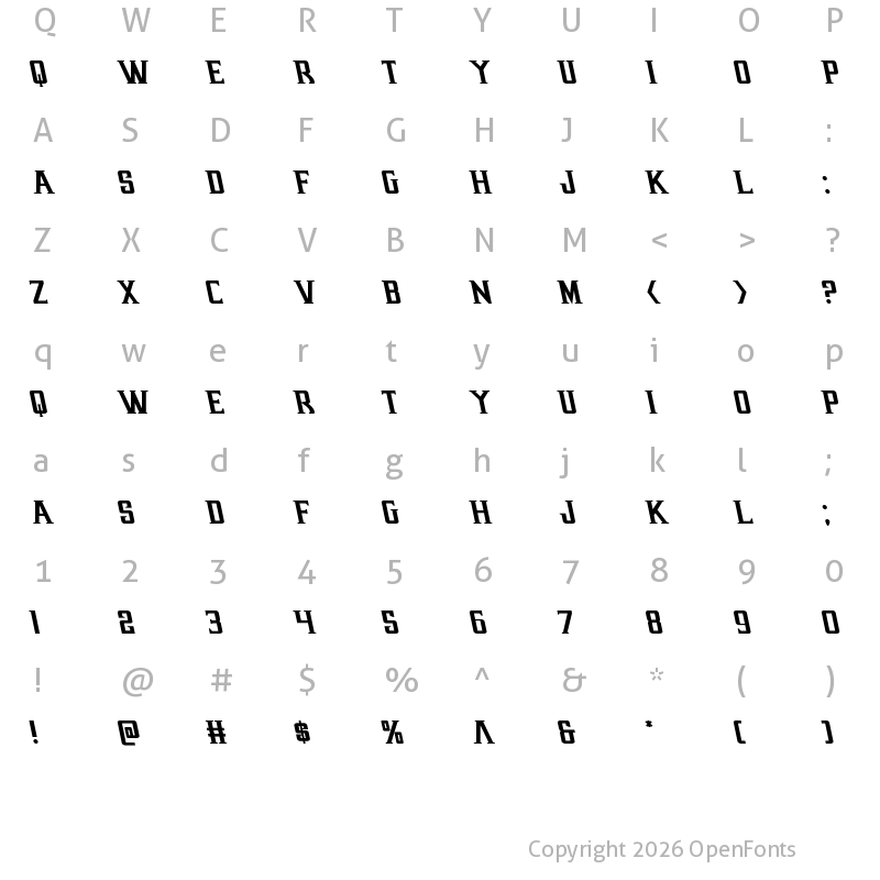 Character Map of Earthrealm Leftalic Italic