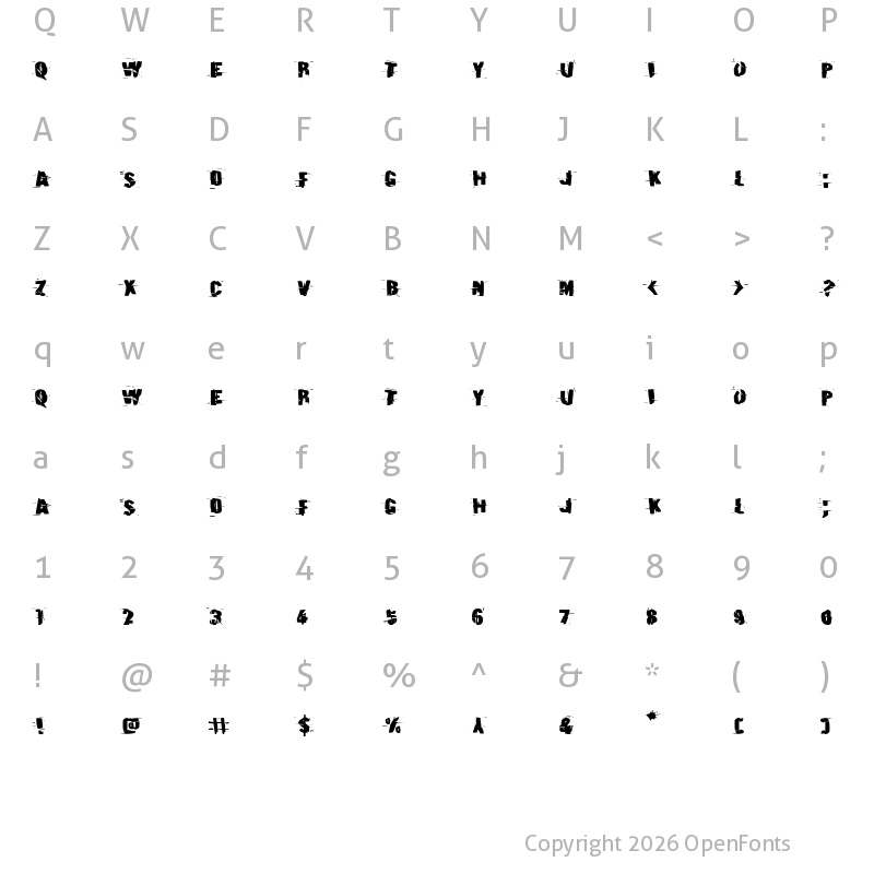 Character Map of Earthshake Expanded Expanded