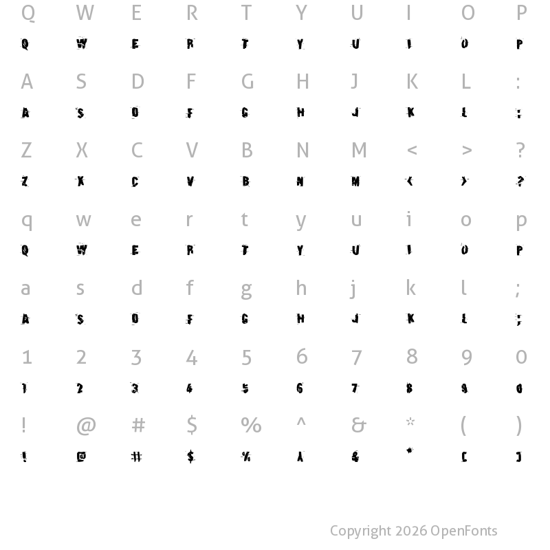 Character Map of Earthshake Regular