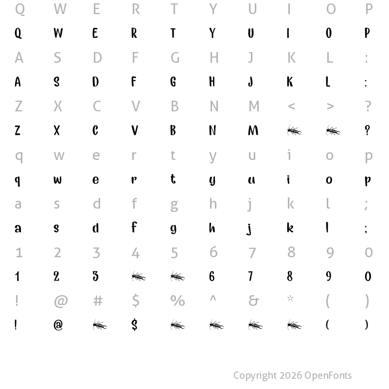 Character Map of Earworm DEMO Regular