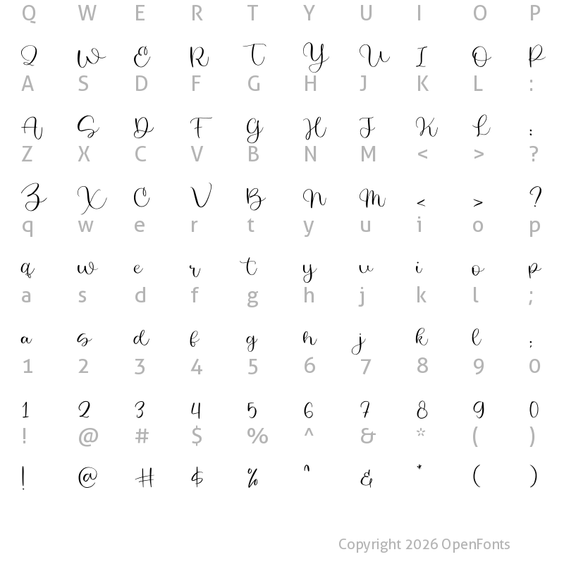 Character Map of Easter Hopes Script Regular