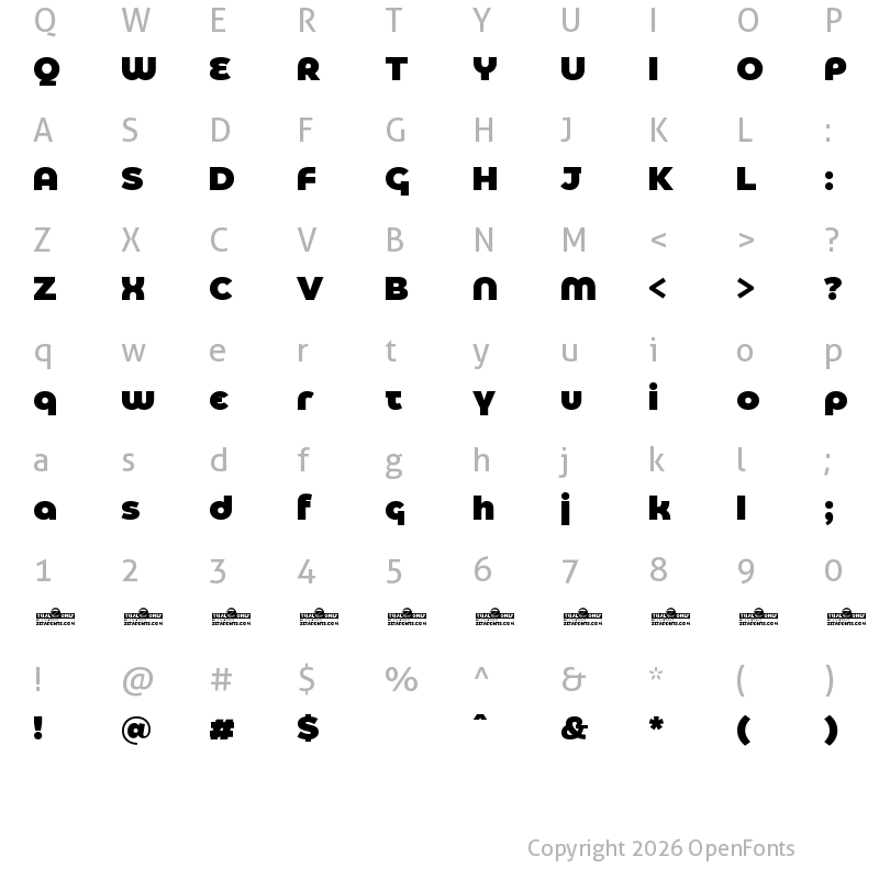 Character Map of Eastman Alternate Trial Black