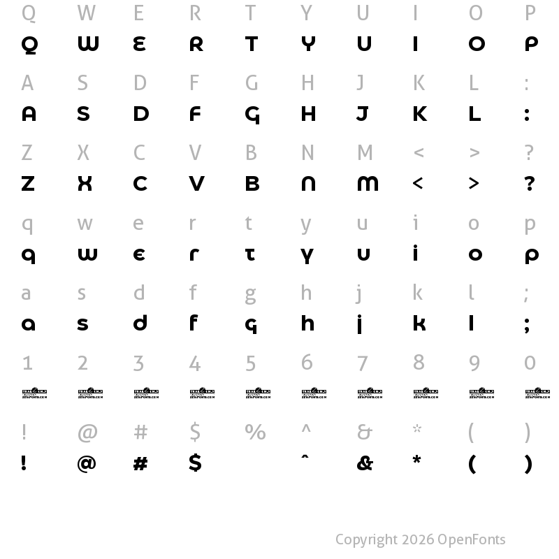 Character Map of Eastman Alternate Trial Bold