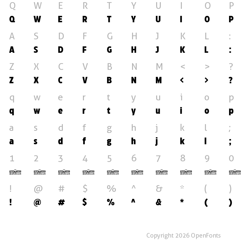 Character Map of Eastman Condensed Trial Extrabold
