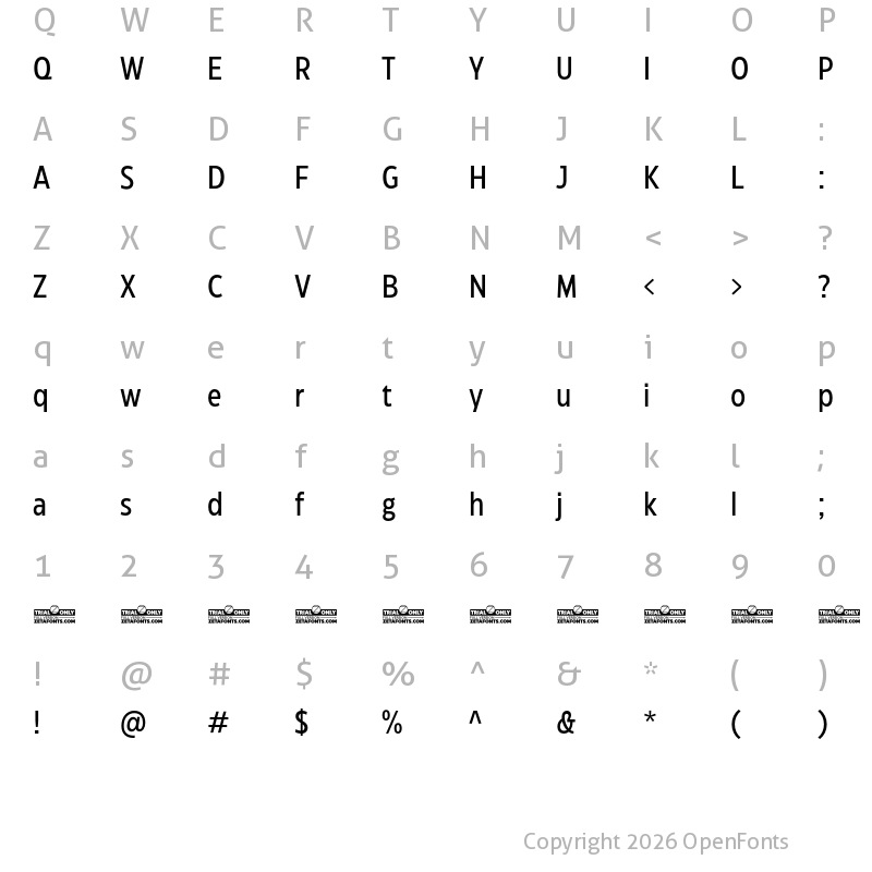 Character Map of Eastman Condensed Trial Medium