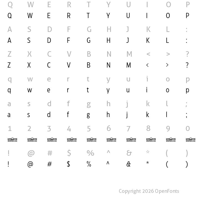 Character Map of Eastman Condensed Trial Regular