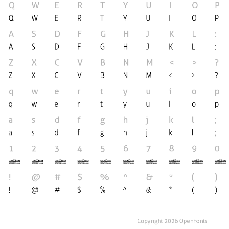 Character Map of Eastman Condensed Trial Regular Offset