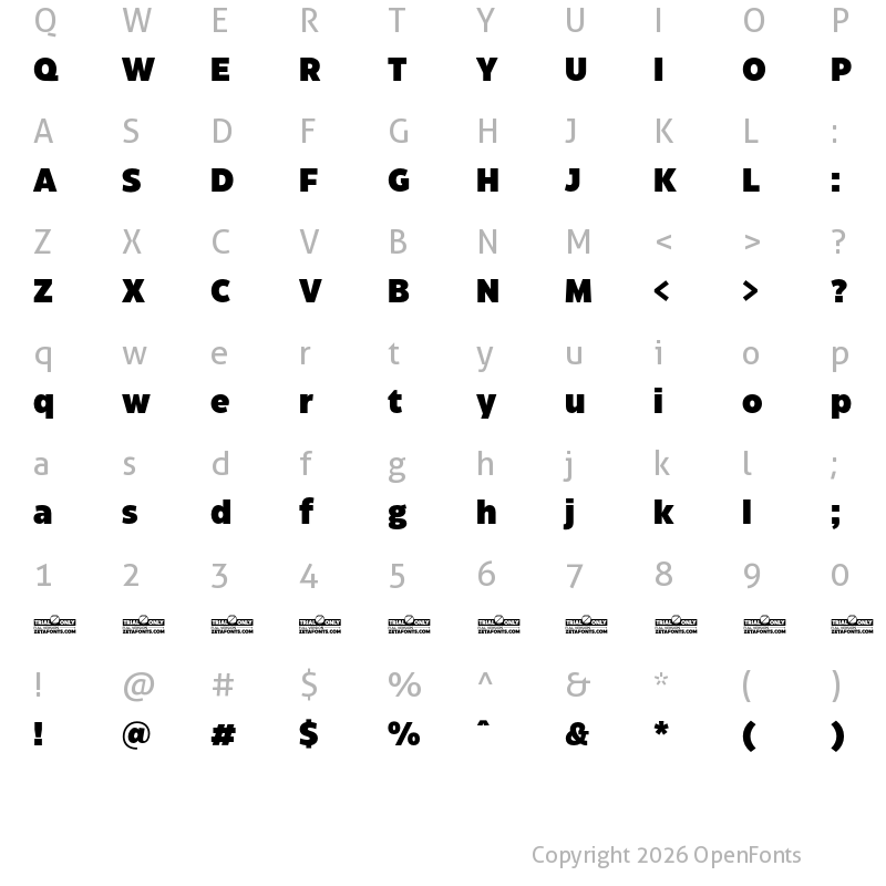 Character Map of Eastman Grotesque Trial Black