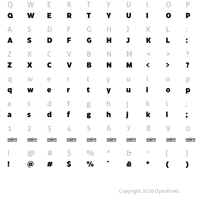 Character Map of Eastman Grotesque Trial Extrabold