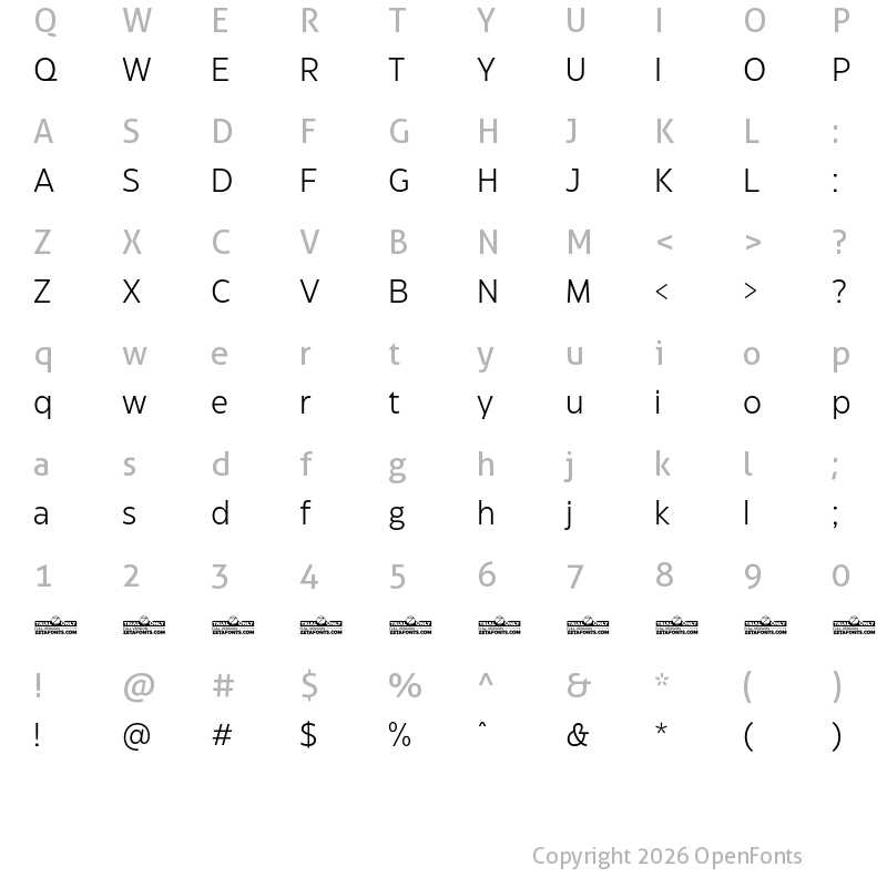 Character Map of Eastman Grotesque Trial Regular Offset