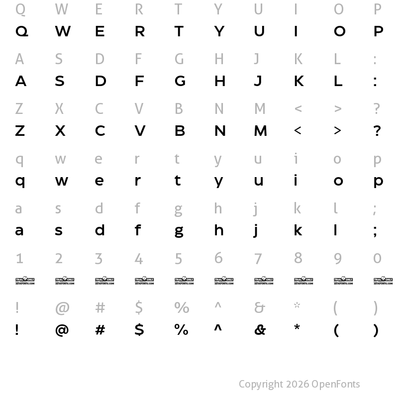 Character Map of Eastman Roman Trial DemiBold