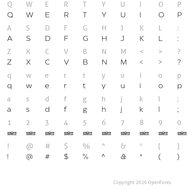 Character Map of Eastman Roman Trial Light