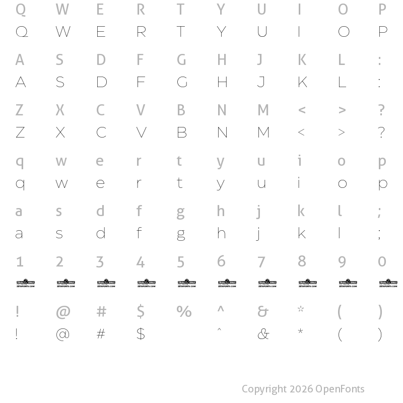 Character Map of Eastman Trial Extralight