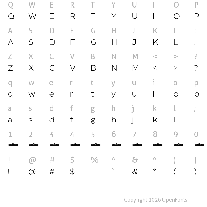 Character Map of Eastman Trial Regular Offset